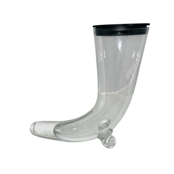 Vintage Handblown Clear Horn Drinking Glass Viking Romania Wedding Toast Heathen - Picture 5 of 12